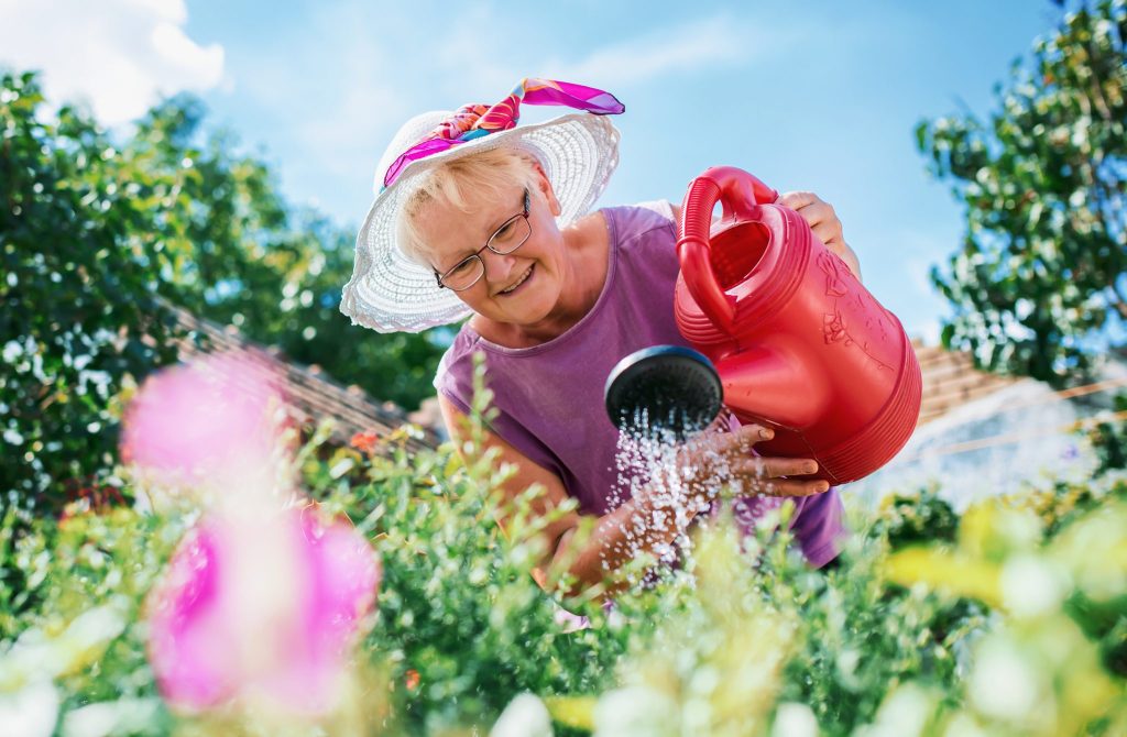 Woman watering the garden