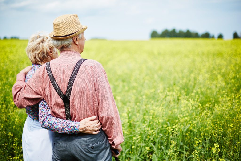 Senior couple in field