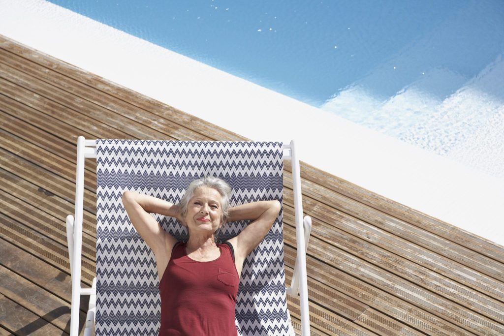 Lady on deck chair