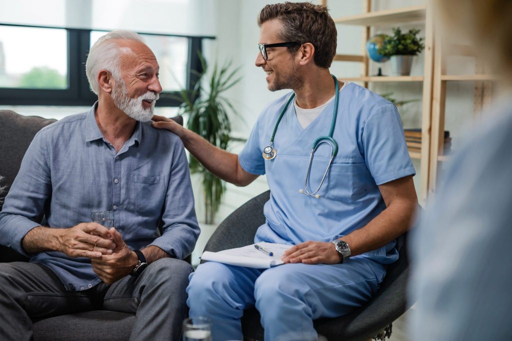 Elderly man with doctor